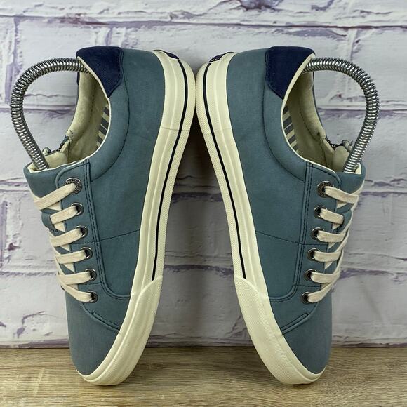 Taos Z-Soul Blue Canvas Sneakers Women's 7 Wide Side Zip Casual Lace Up Shoes - Picture 6 of 8